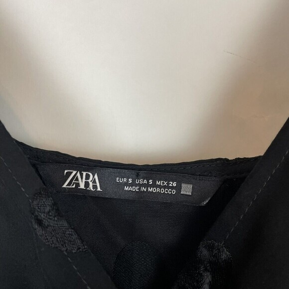 Zara Wrap Dress Polka Dot Satin Velvet Faux Sash wedding guest date size small - Picture 12 of 12